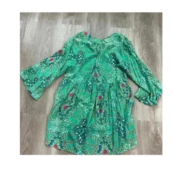 Rachel Zoe Women’s Top Green Floral Bell Ruffle Sleeve Blouse, Small, Colorful - Picture 6 of 7
